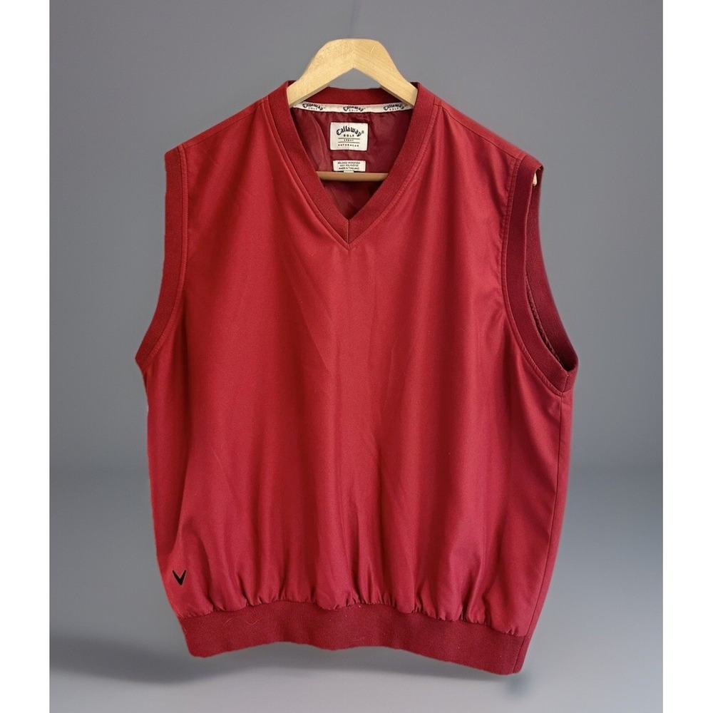 Callaway Men's Vest Sleeveless V-neck Golf‎ Brushed Microfiber Sport Red M